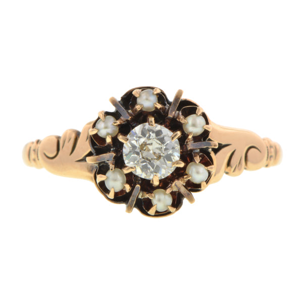 Victorian Pearl & Diamond Ring::Doyle & Doyle