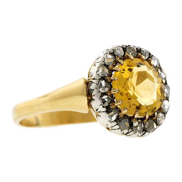 Victorian Golden Beryl & Diamond Ring:: Doyle & Doyle
