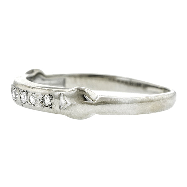 Vintage ring: a White Gold Diamond Wedding Band, Single Cut 0.05ctw sold by Doyle & Doyle vintage and antique jewelry boutique.