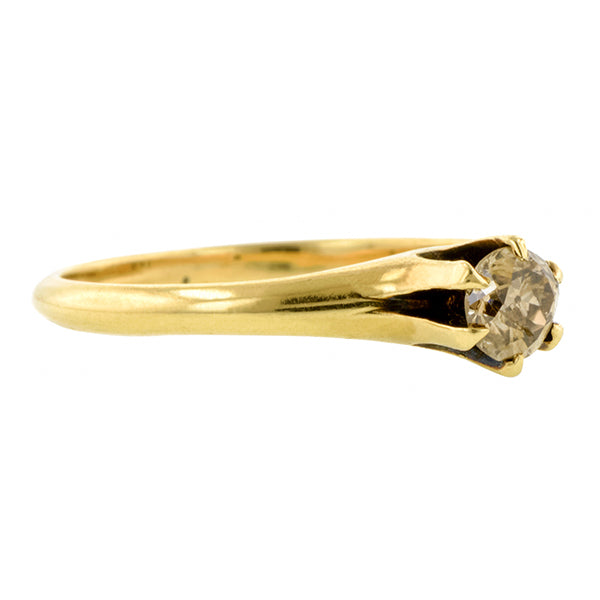 Victorian Brown Diamond Solitaire Engagement Ring, Old Mine 0.32ct:: Doyle & Doyle