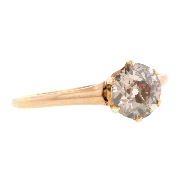 Antique Solitaire Pinkish Brown Diamond Engagement Ring:: Doyle & Doyle