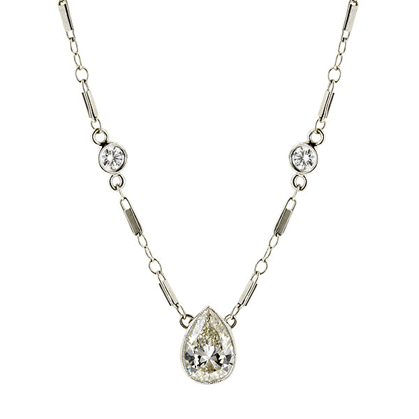 Vintage Diamond Sautoir Necklace, Pear Shape 1.00ct:: Doyle & Doyle