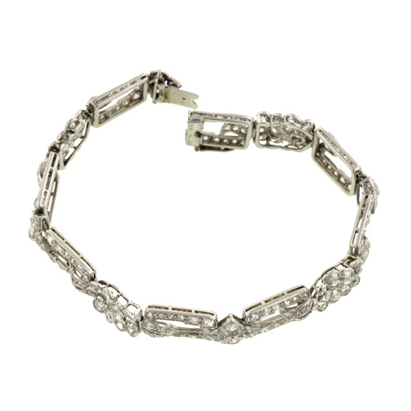 Vintage Diamond Floral Link Bracelet::Doyle & Doyle