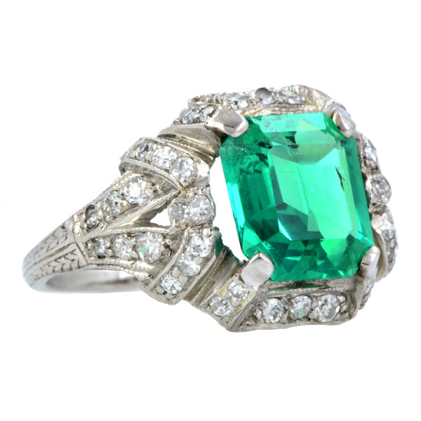 Art Deco Emerald & Diamond Ring:: Doyle & Doyle