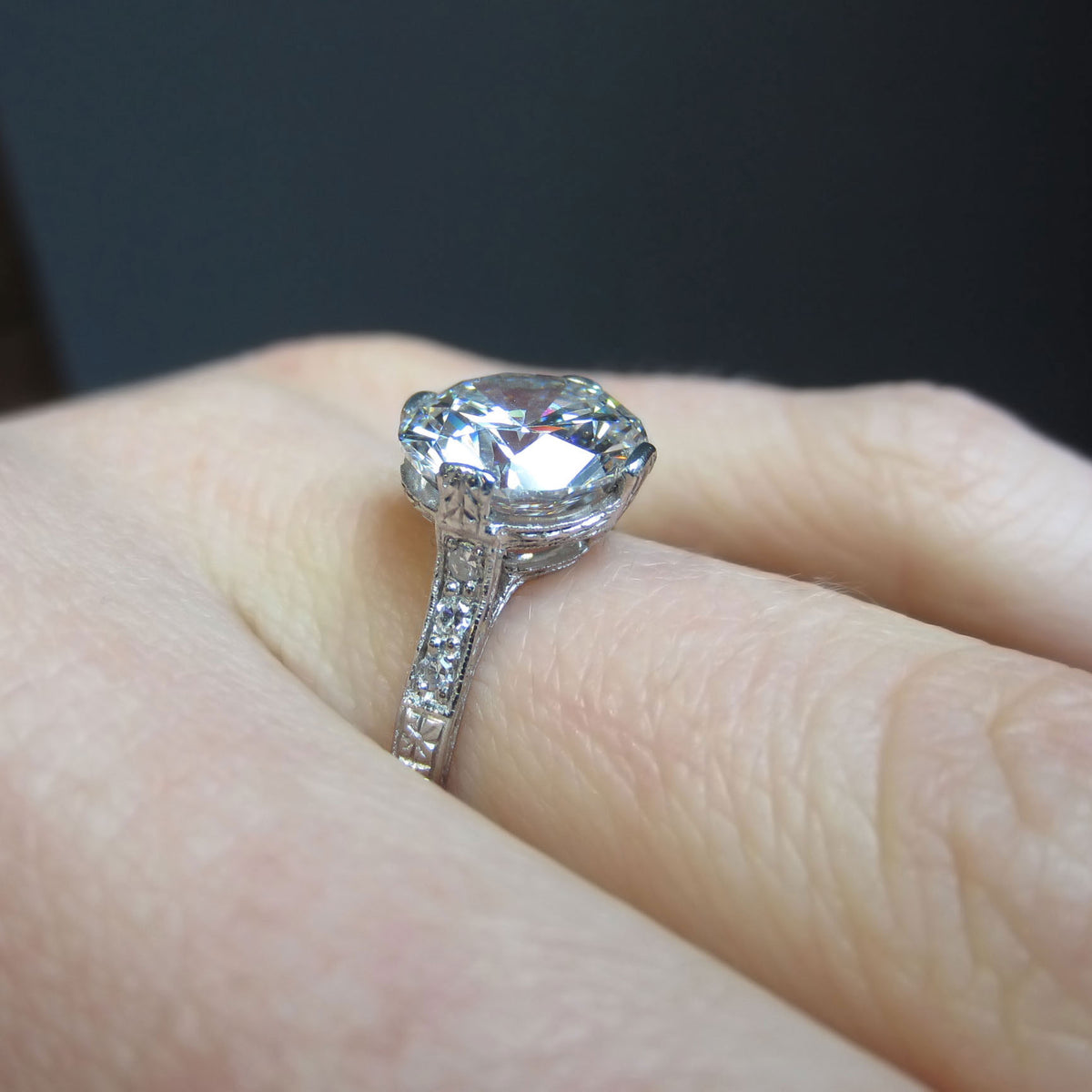 Vintage Diamond Engagement Ring, RBC 3.43ct::  Doyle & Doyle