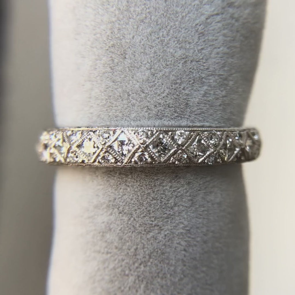 French Cut & Round Diamond Eternity Wedding Band Ring, Doyle & Doyle antique and vintage jewelry boutique