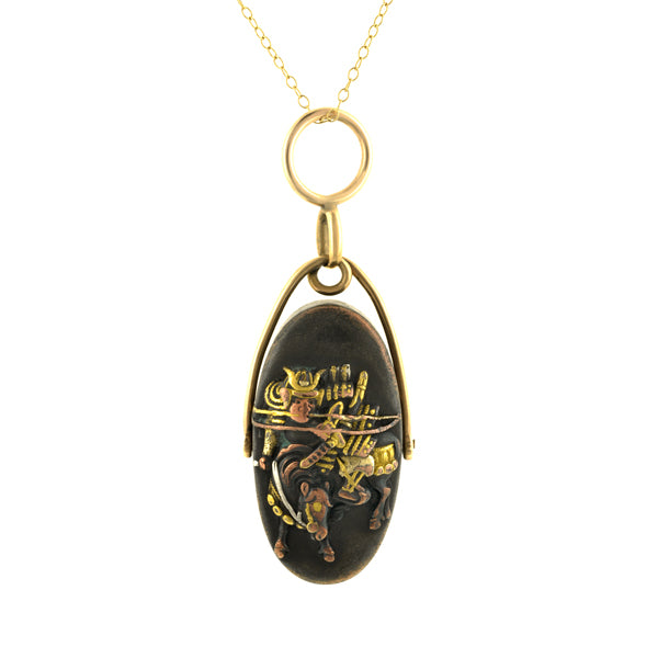 Antique Shakudo Kashira Pendant:: Doyle & Doyle