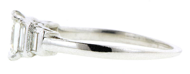 Asscher .85ct (HSI1) & Baguette Diamond Platinum Engagement Ring