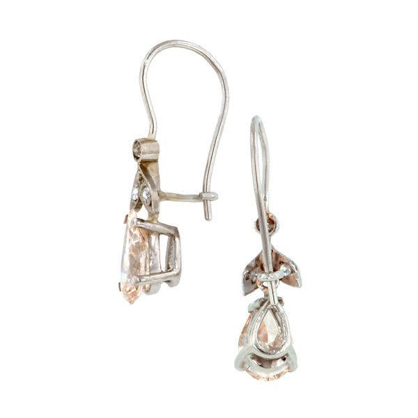 Vintage Pear Drop Diamond Earrings::