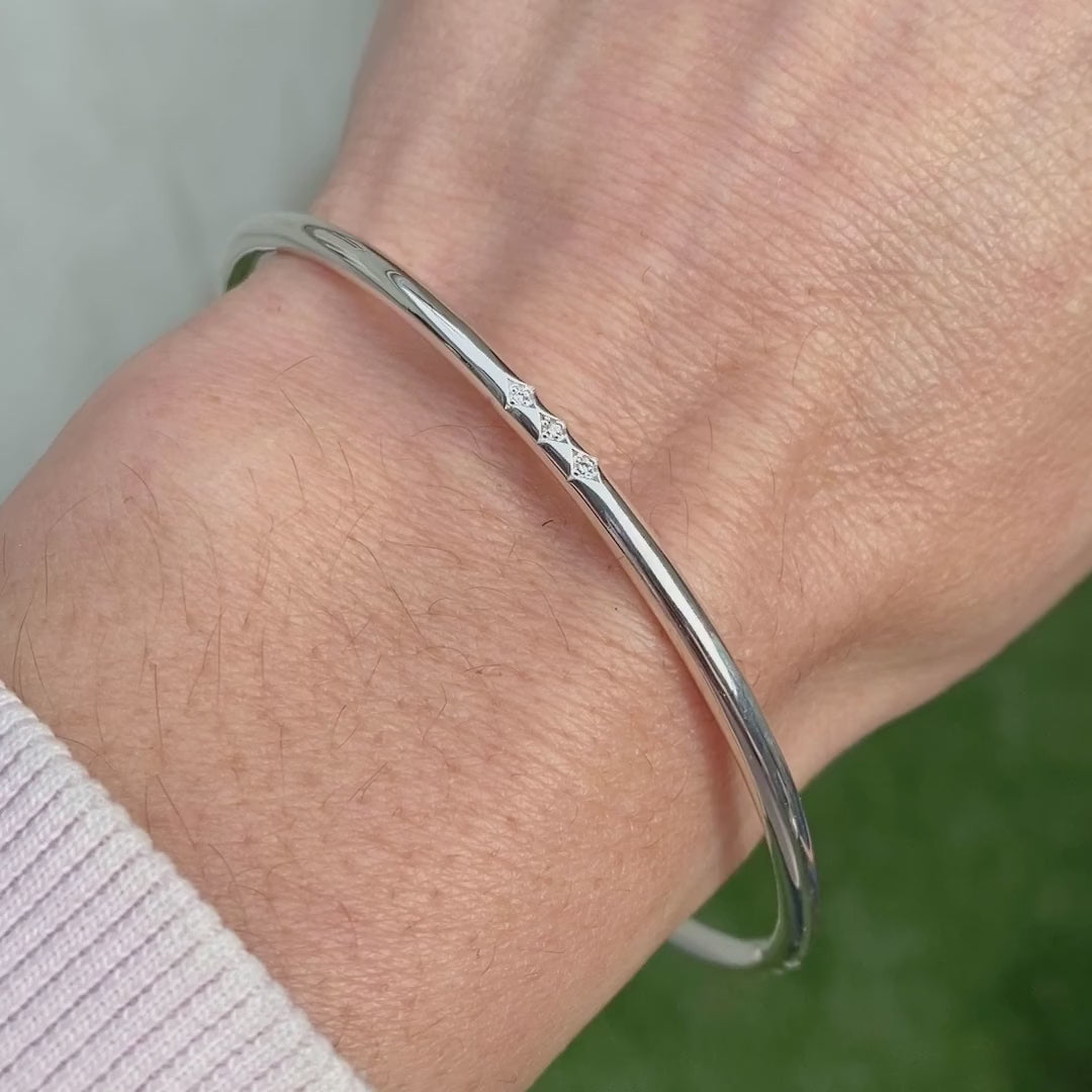 Triple Station Diamond Bangle Bracelet- Heirloom by Doyle & Doyle