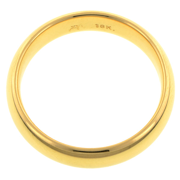 Contemporary ring: a Yellow Gold 18ky Comfort Fit Wedding Band Ring, 5mm sold by Doyle & Doyle vintage and antique jewelry boutique.