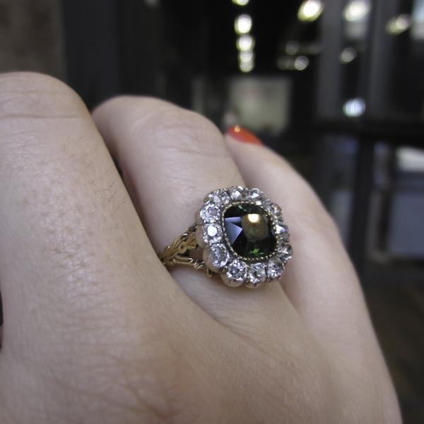 Georgian Tourmaline & Diamond Ring::Doyle & Doyle