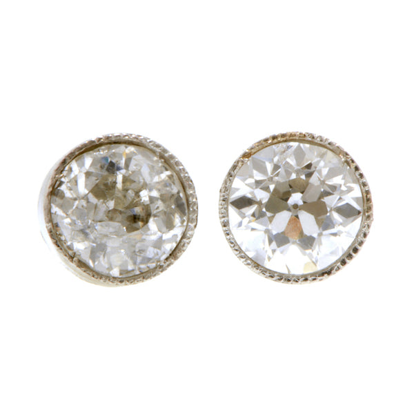 Vintage Bezel Set Diamond Stud Earrings, 1.00ctw:: Doyle & Doyle