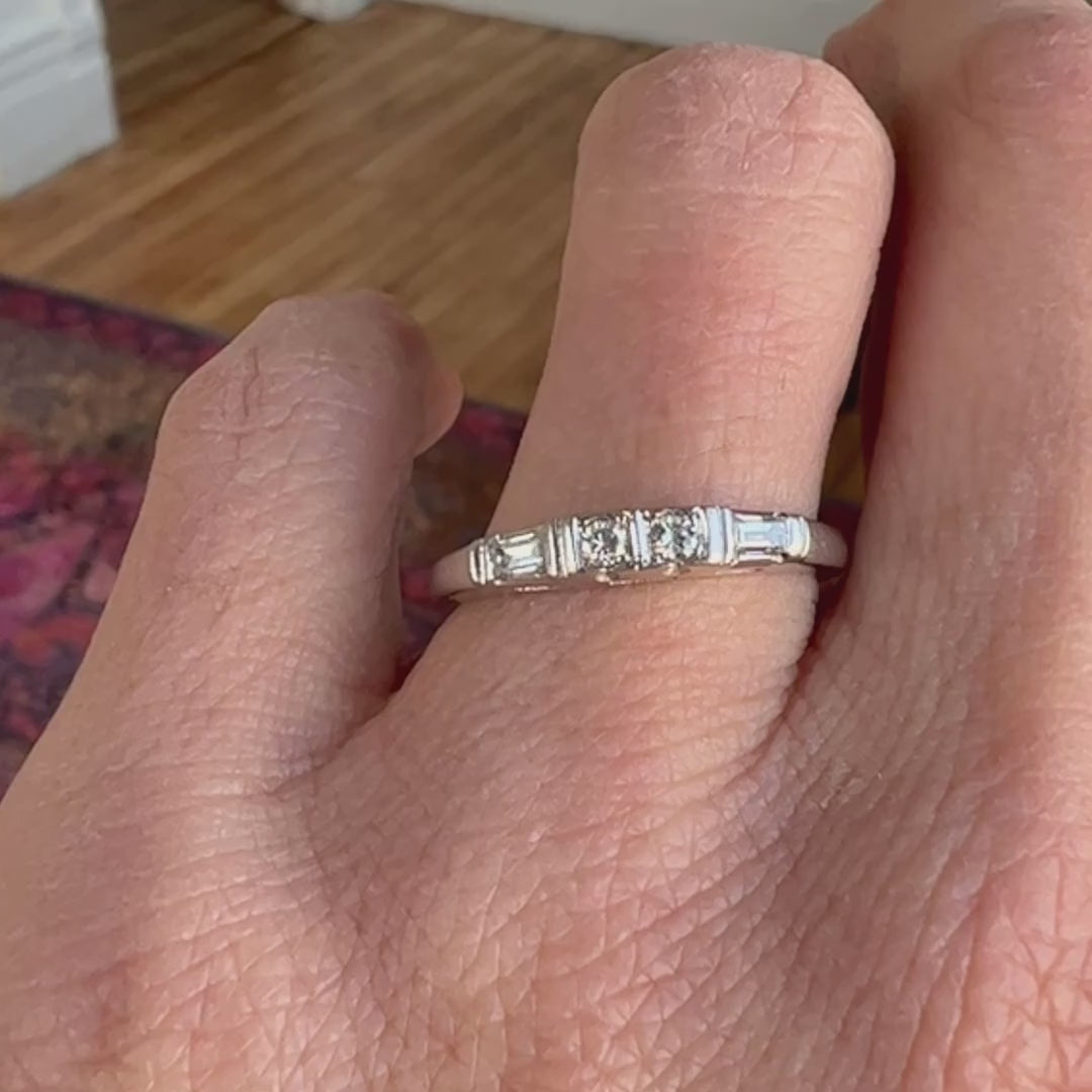Vintage Diamond Wedding Band sold by Doyle and Doyle an antique and vintage jewelry boutique