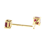 Square Ruby Stud Earrings