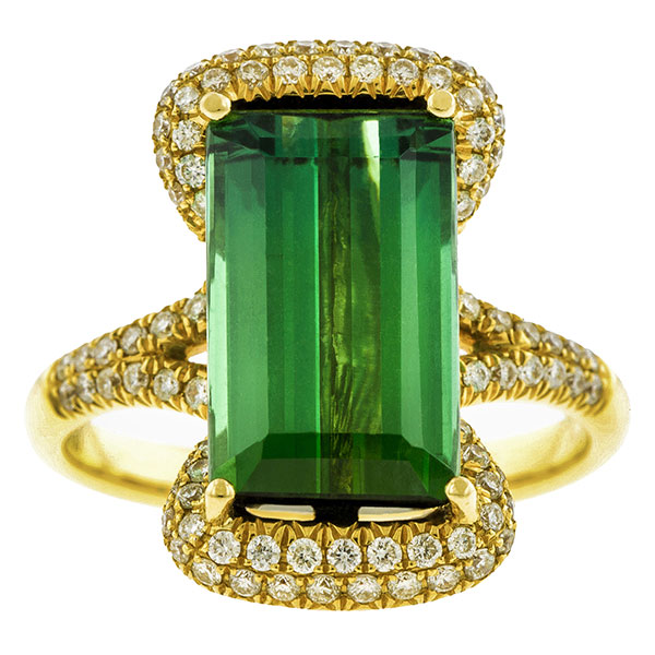 Estate Green Tourmaline & Diamond Ring:: Doyle & Doyle