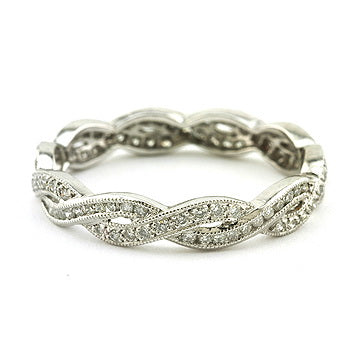 Crossover Twist Diamond Eternity Wedding Band