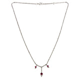 Contemporary necklace: a Platinum And Three Drop Pink Sapphire Necklace sold by Doyle & Doyle vintage and antique jewelry boutique.