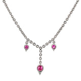 Contemporary necklace: a Platinum And Three Drop Pink Sapphire Necklace sold by Doyle & Doyle vintage and antique jewelry boutique.