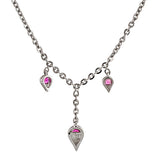 Contemporary necklace: a Platinum And Three Drop Pink Sapphire Necklace sold by Doyle & Doyle vintage and antique jewelry boutique.