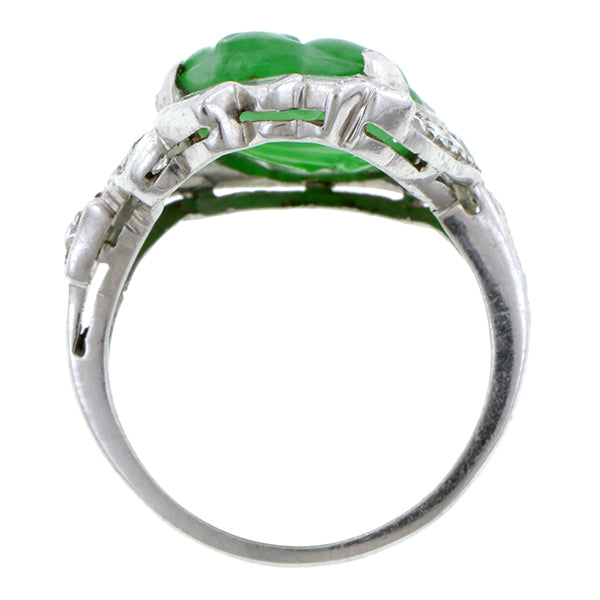 Art Deco Carved Jade Ring::  Doyle & Doyle
