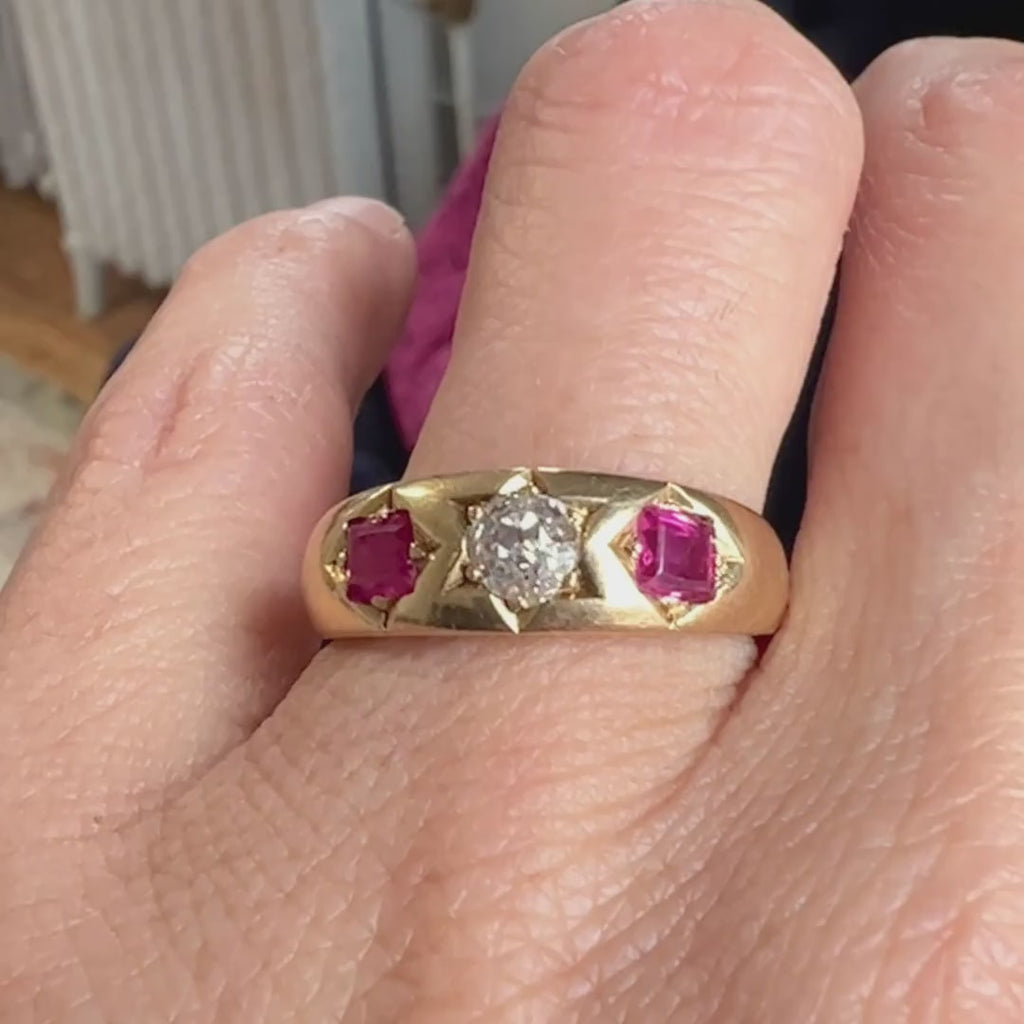 Victorian Old Mine & Ruby Ring sold by Doyle and Doyle an antique and vintage jewelry boutique