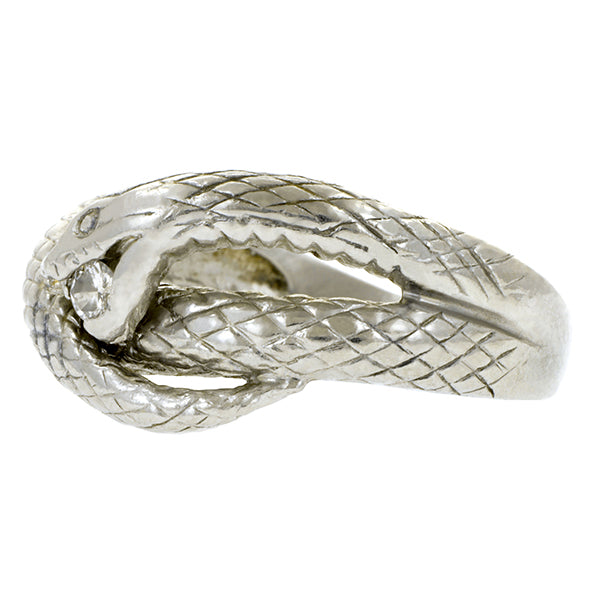 Vintage Engraved Diamond Snake Ring::Doyle & Doyle