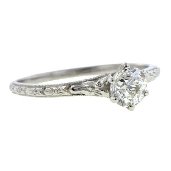 Vintage Solitaire Engagement Ring, Old Euro 0.50ct