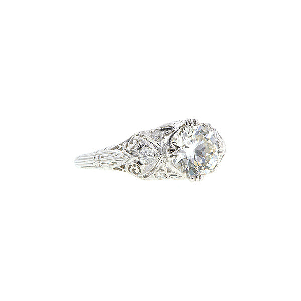 Art Deco TRB 1.20ct Platinum Filigree Engagement Ring:: Doyle & Doyle