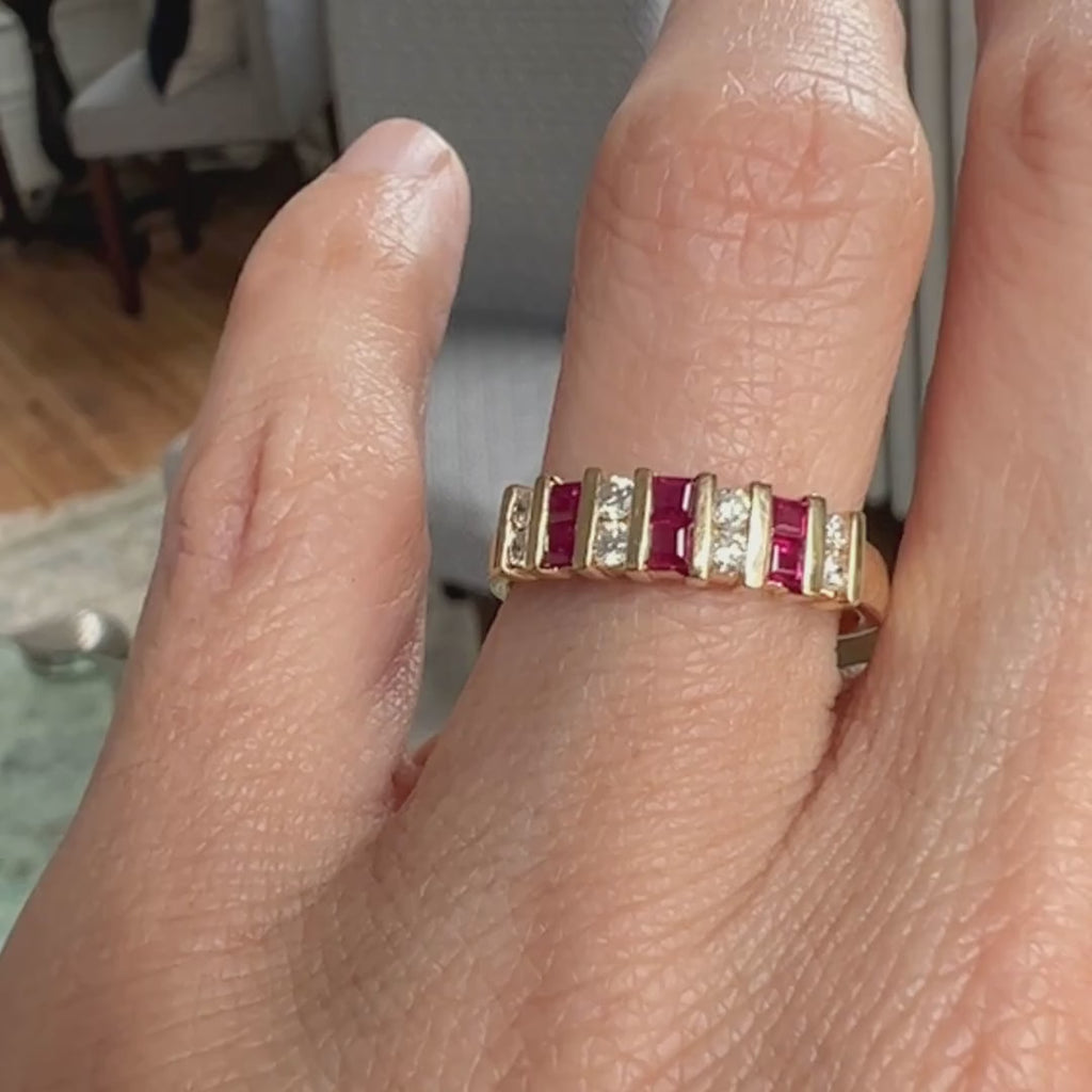 Ruby & Diamond Band sold by Doyle and Doyle an antique and vintage jewelry boutique