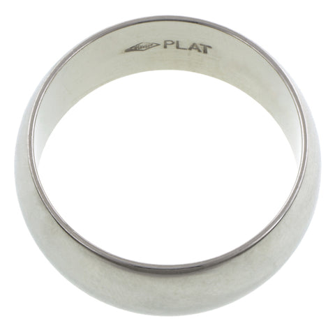 Contemporary ring: a Platinum 8mm Half Round Wedding Band sold by Doyle & Doyle vintage and antique jewelry boutique.