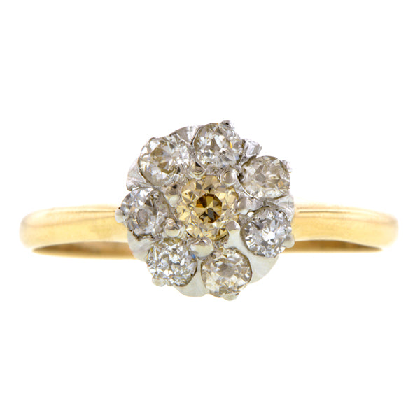 Antique Diamond Cluster Ring, Old Euro 0.13