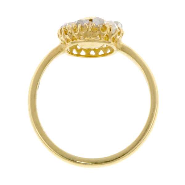 Vintage Yellow Diamond & Rose Cut Diamond Cluster Ring