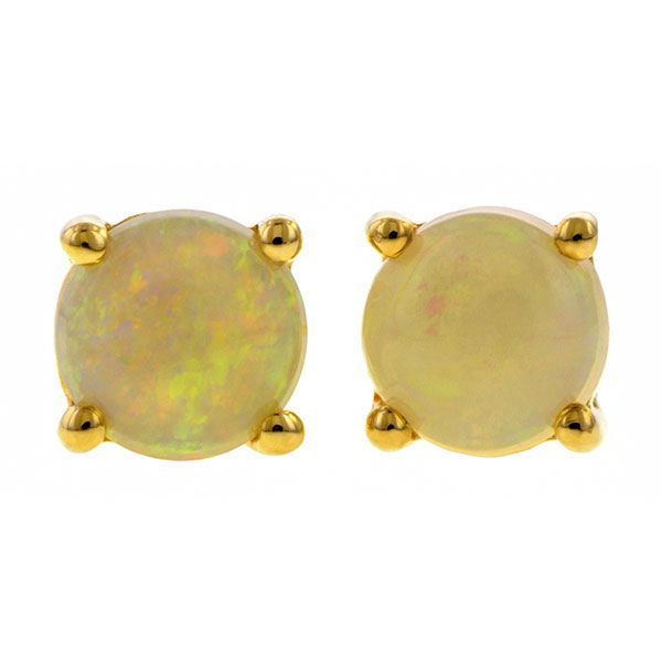 Round Cabochon Opal Stud Earrings sold by Doyle & Doyle vintage and antique boutique.