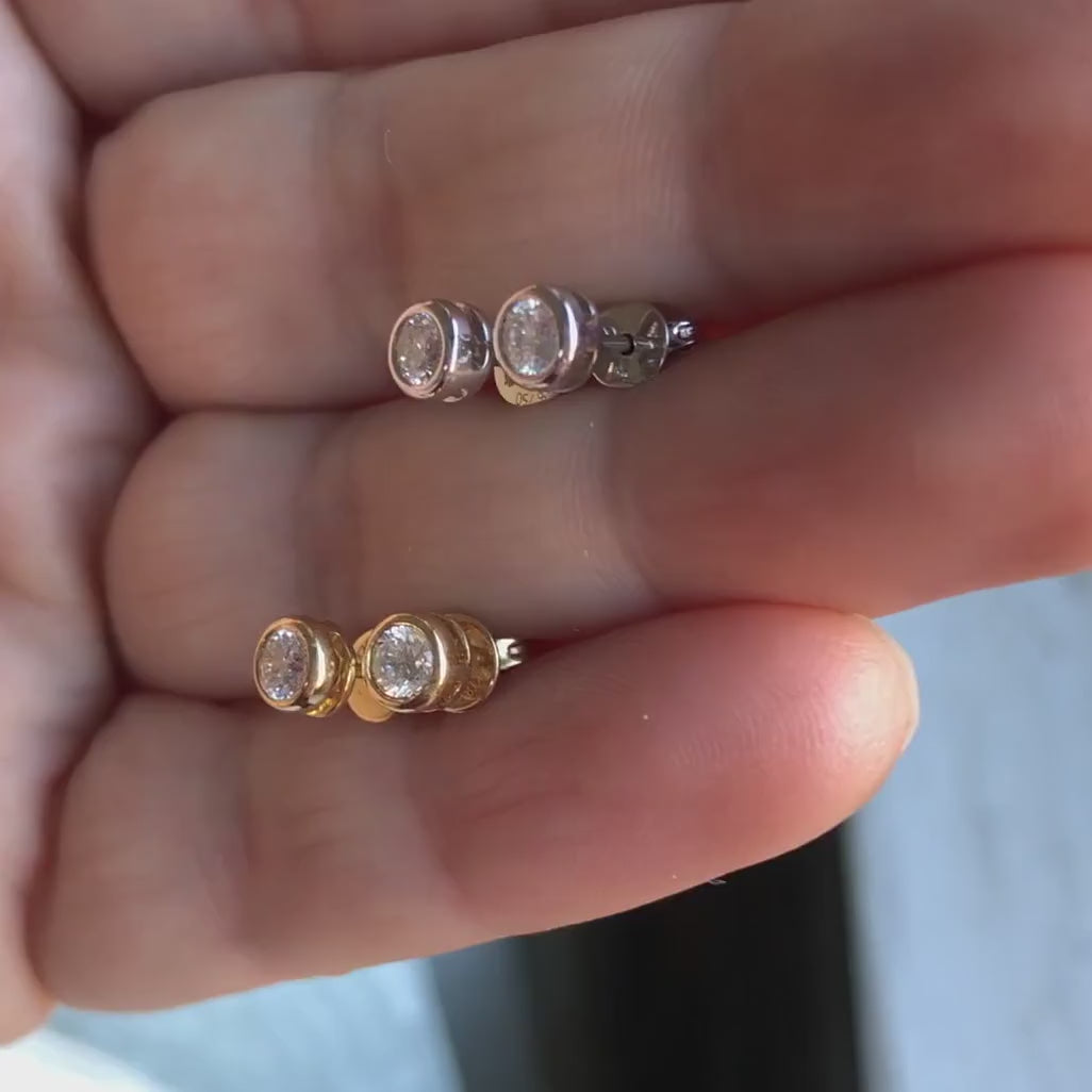 Bezel Set Diamond Stud Earrings, sold by Doyle & Doyle jewelry boutique