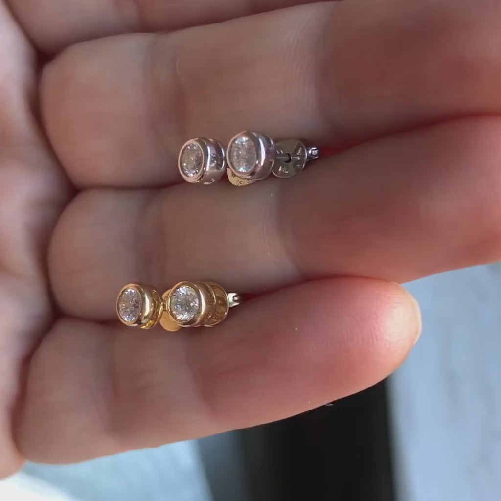 Bezel Set Diamond Stud Earrings, sold by Doyle & Doyle jewelry boutique