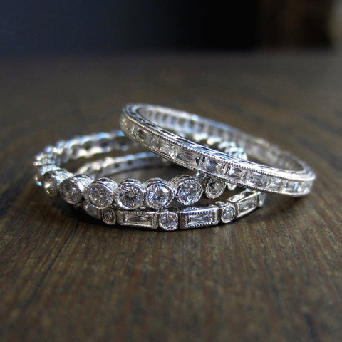 Baguette & Round Diamond Bezel Set Eternity Wedding Band Ring from Doyle & Doyle