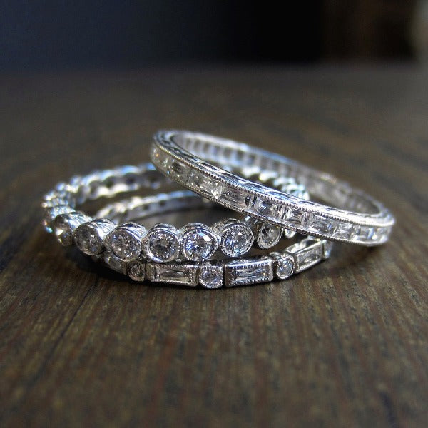 Baguette & Round Diamond Bezel Set Eternity Wedding Band Ring from Doyle & Doyle