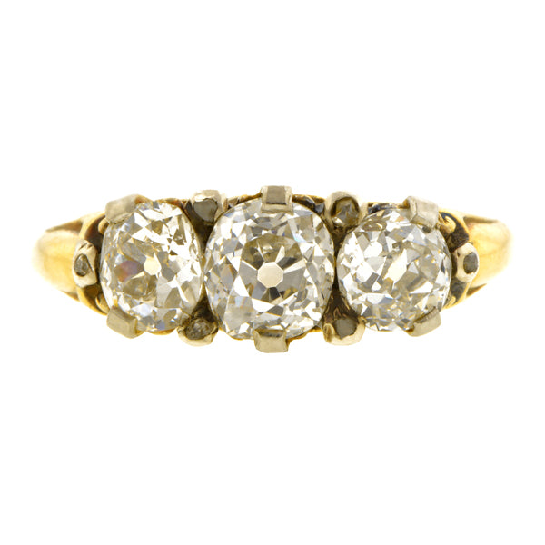 Antique Diamond Three Stone Ring, Old Mine 0.56ct