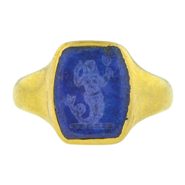 Antique Mermaid Intaglio Lapis Ring