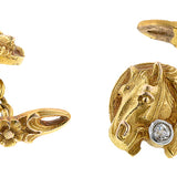 Horse & Horseshoe Old European Diamond Cufflinks::Doyle & Doyle