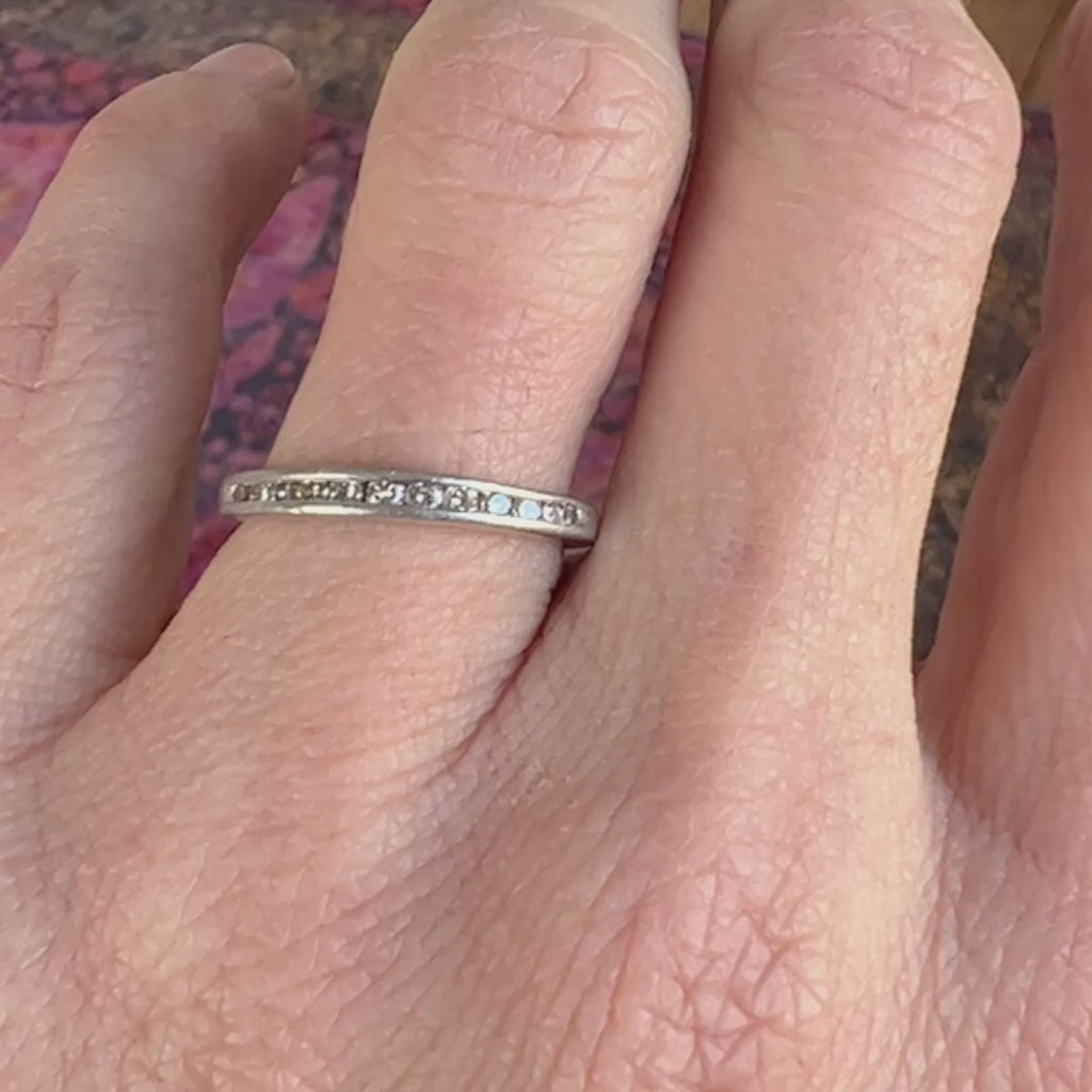 Vintage Diamond Wedding Band sold by Doyle and Doyle an antique and vintage jewelry boutique
