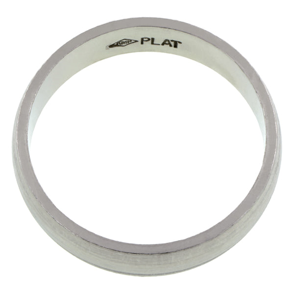 Contemporary ring: a Platinum 5mm  Half Round Wedding Band sold by Doyle & Doyle vintage and antique jewelry boutique.