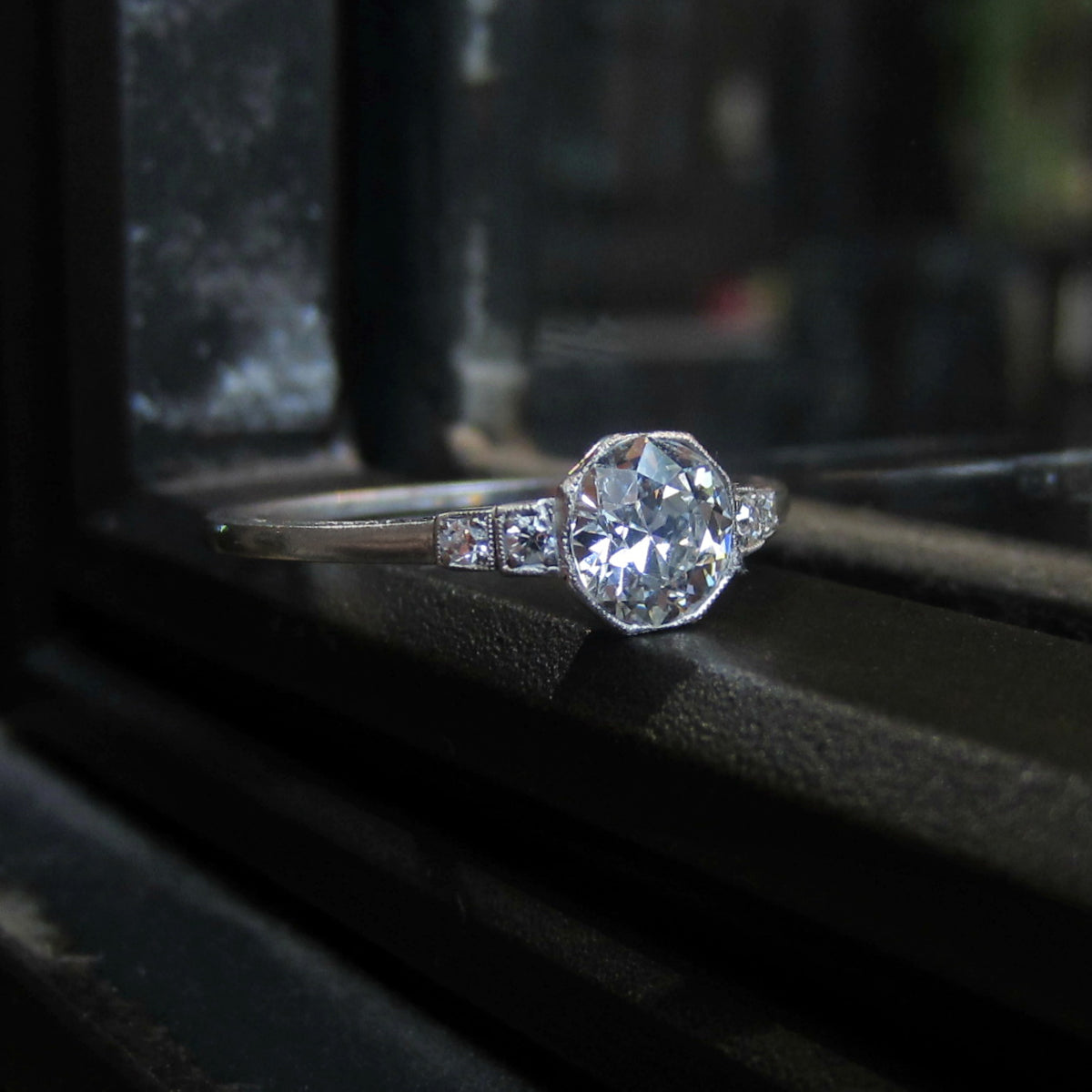 Art Deco Diamond Engagement Ring, Old Euro 0.72ct
