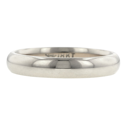 Contemporary ring: a White Gold 18k Comfort Fit Wedding Band Ring, 4mm sold by Doyle & Doyle vintage and antique jewelry boutique.