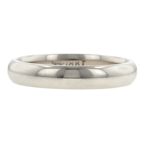 Contemporary ring: a White Gold 18k Comfort Fit Wedding Band Ring, 4mm sold by Doyle & Doyle vintage and antique jewelry boutique.