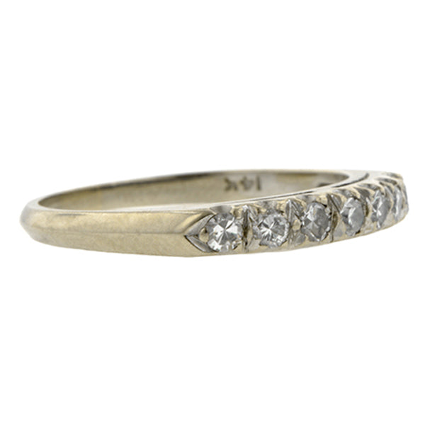 Vintage ring: a White Gold Diamond Wedding Band sold by Doyle & Doyle vintage and antique jewelry boutique.