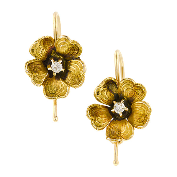 Vintage Diamond Flower Earrings:: Doyle & Doyle