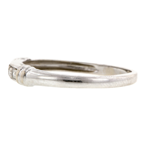 Vintage ring; a White Gold Diamond Wedding Band sold by Doyle & Doyle vintage and antique jewelry boutique.