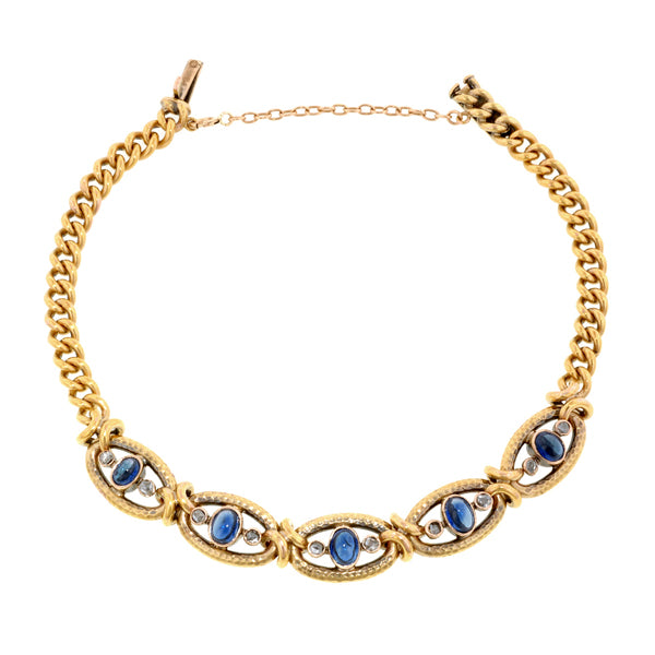 Antique Sapphire & Diamond Link Bracelet::Doyle & Doyle